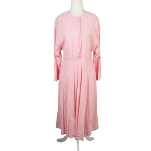 Vintage 80s E.D. Michaels light pink and white polka dot midi dress 4